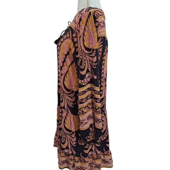 Calypso Women's Paisley Pink Long Sleeve Tunic Mini Resort Travel Dress Sz XS - Picture 6 of 8